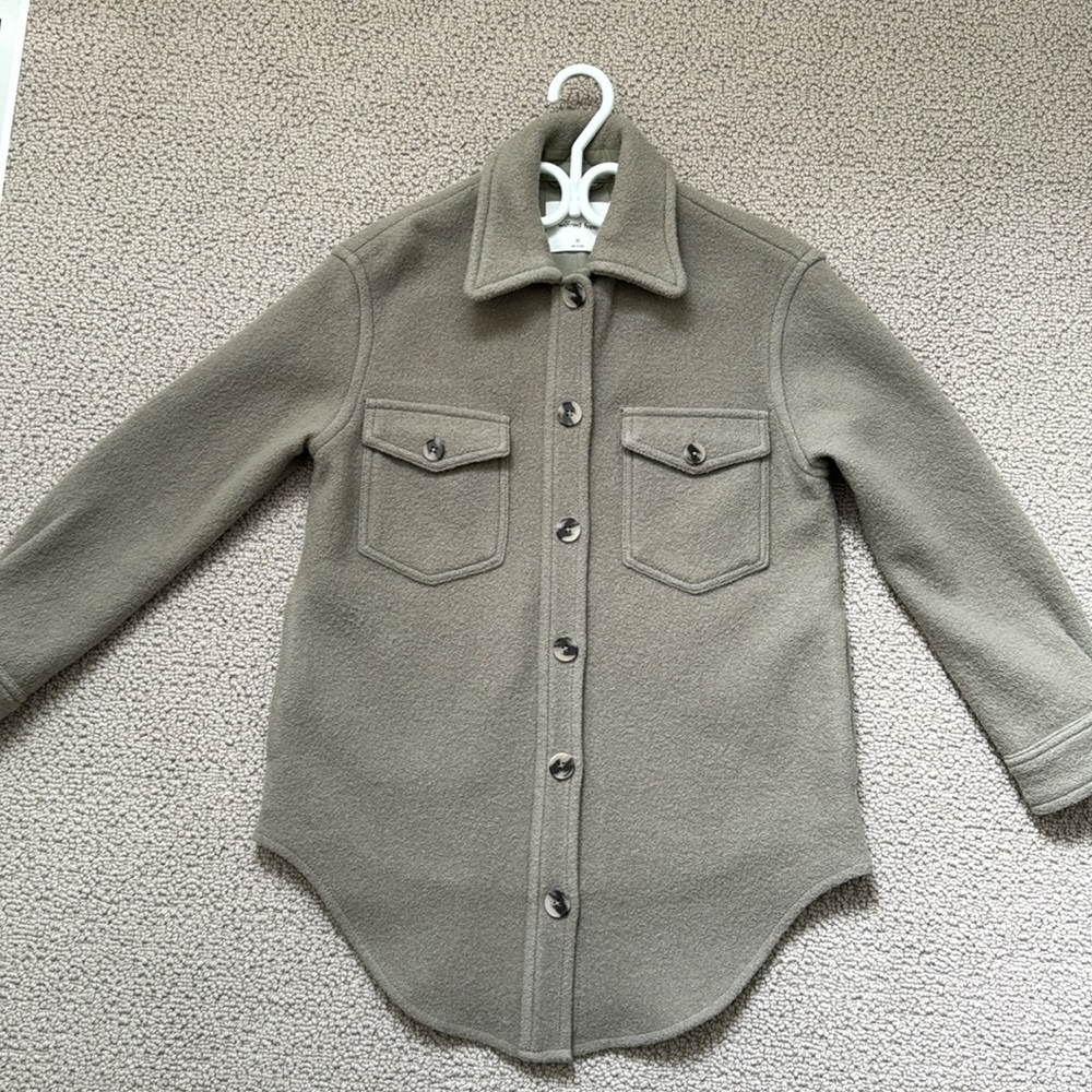 Aritzia Wilfred Ganna Shirt Jacket shacket XS in Dry Basil Green